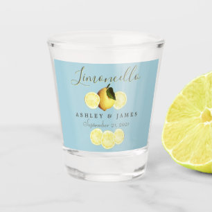 Verre A Shot Élégant Script Aquarelle Citron Mariage Limoncello