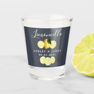 Verre A Shot Élégant Script Aquarelle Citron Mariage Limoncello