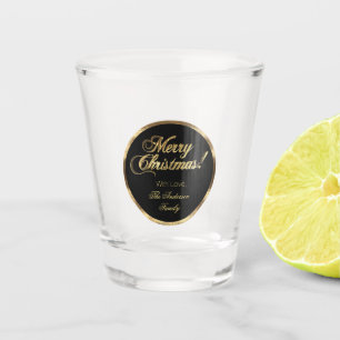 Verre A Shot Élégant Script moderne Noir et Or Noël