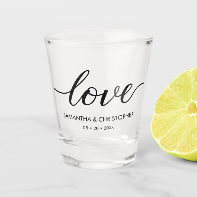 Verre A Shot Élégant Simple Love Script Mariage personnalisé Fa (Devant)