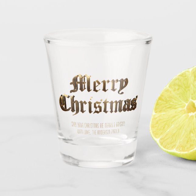 Verre A Shot Élégant vieux anglais Lettres Joyeux Noël (Devant)