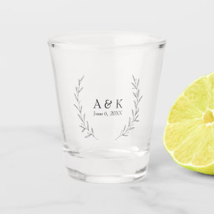 Verre A Shot Élégante couronne de mariage Initiales personnalis