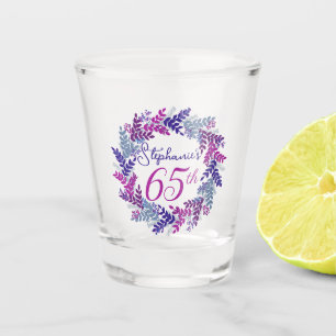 Verre A Shot Élégante couronne rose et pourpre 65e fête d'anniv