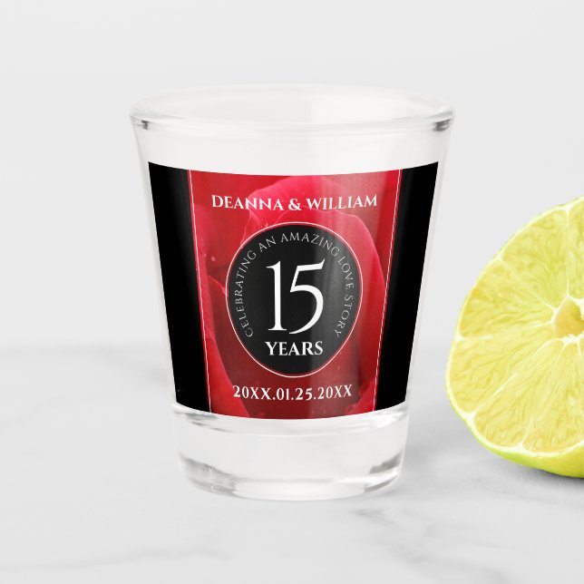 Verre A Shot Élégante fête du 15e anniversaire du Mariage Rose (Devant)