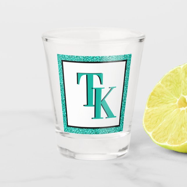 Verre A Shot Élégante Parties scintillant bleue Turquoise Glam  (Devant)