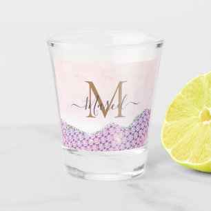 Verre A Shot Élégante Parties scintillant rose Rose Monogram  