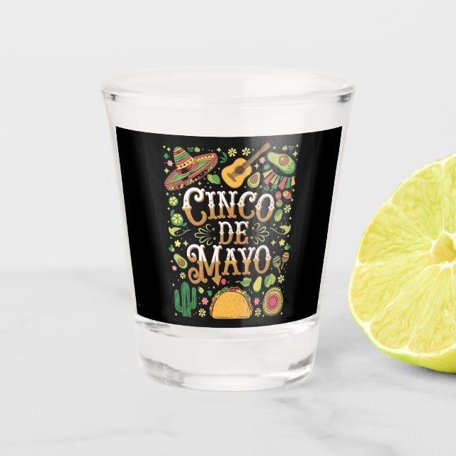 Verre A Shot Éléments de fête mignons de la fête Cinco De Mayo (Devant)