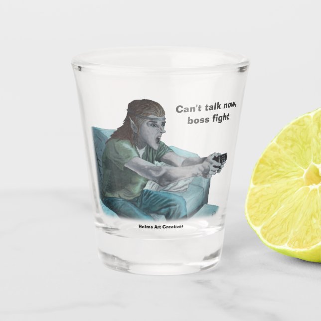 Verre A Shot Elf Video Gamer Boss Combat Imaginaire Art Shot Gl (Devant)
