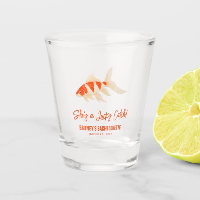 Verre A Shot Elle est une prise chanceuse Koi Fish Blue Enterre (Devant)