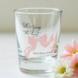 Verre A Shot Elle se marie   Pink Bow Bridal Shower