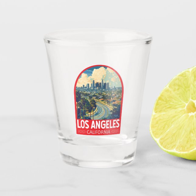 Verre A Shot Emblem de Los Angeles California Travel Art (Devant)