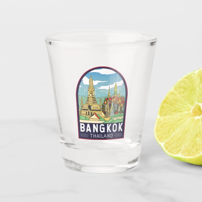 Verre A Shot Emblème Bangkok Thaïlande Travel Retro (Devant)