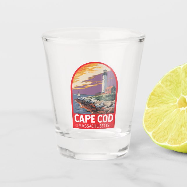 Verre A Shot Emblème d'art de voyage Cape Cod Massachusetts (Devant)