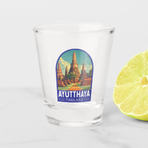 Verre A Shot Emblème d'Art Voyage Ayutthaya Thaïlande