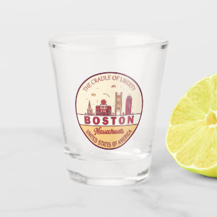 Verre A Shot Emblème de Boston Massachusetts City Skyline