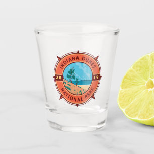 Verre A Shot Emblème de compass rétro du parc national des dune