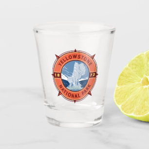 Verre A Shot Emblème de compass rétro du parc national Yellowst