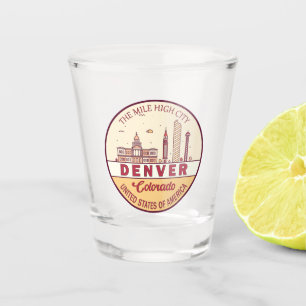Verre A Shot Emblème de Denver Colorado City Skyline