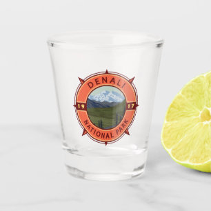 Verre A Shot Emblème de la boussole rétro du parc national de D