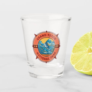 Verre A Shot Emblème de la boussole rétro du parc national du G