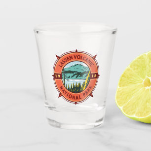 Verre A Shot Emblème de la boussole rétro du parc national volc
