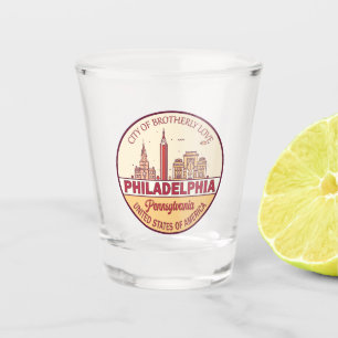 Verre A Shot Emblème de Philadelphie Pennsylvania City Skyline