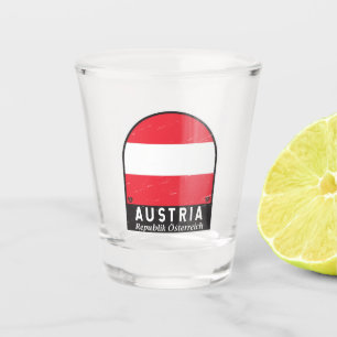 Verre A Shot Emblème Drapeau Autriche Vintage