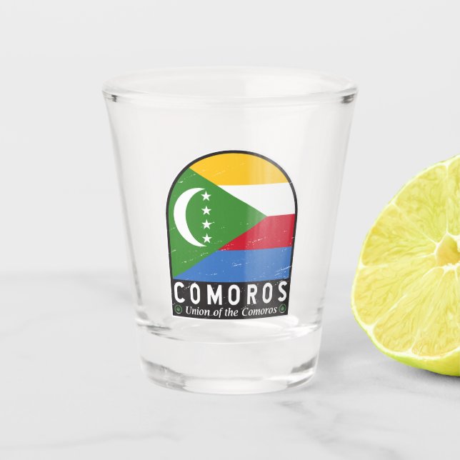 Verre A Shot Emblème Drapeau Comores Vintage (Devant)
