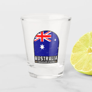 Verre A Shot Emblème du drapeau australien Vintage