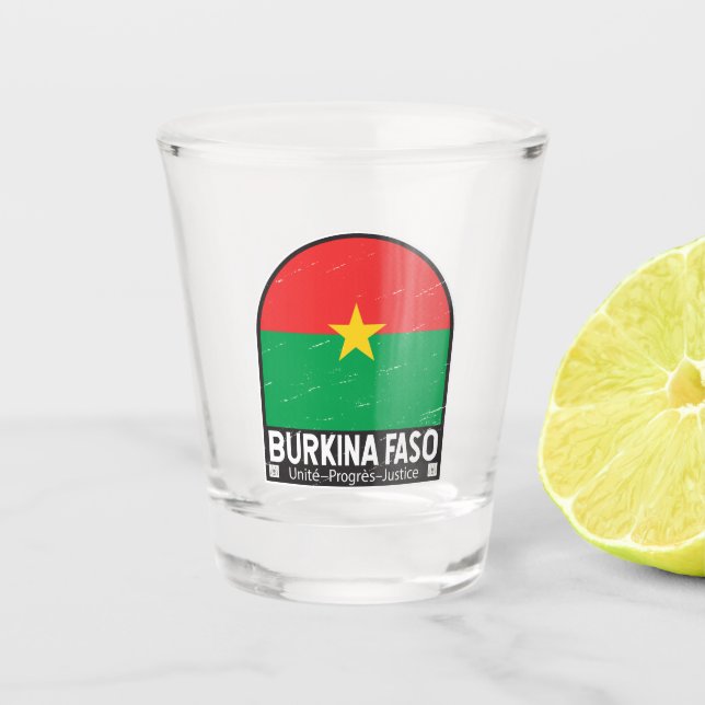 Verre A Shot Emblème du drapeau burkinabé Vintage (Devant)