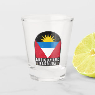 Verre A Shot Emblème du drapeau d'Antigua-et-Barbuda Vintage en
