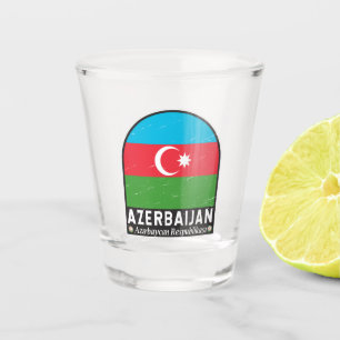Verre A Shot Emblème du drapeau d'Azerbaïdjan Vintage