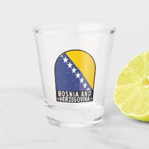 Verre A Shot Emblème du pavillon de la Bosnie-Herzégovine en dé