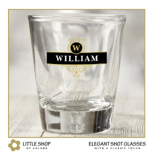 Verre A Shot Emblème Personnalisé Noir Élégant Or
