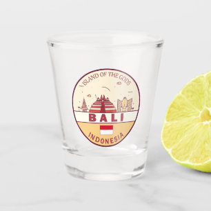 Verre A Shot Emblème Skyline de Bali en Indonésie
