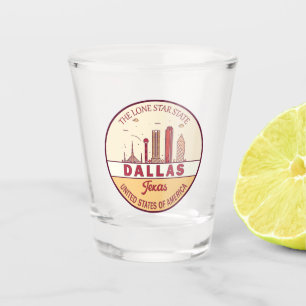 Verre A Shot Emblème Skyline de Dallas Texas City