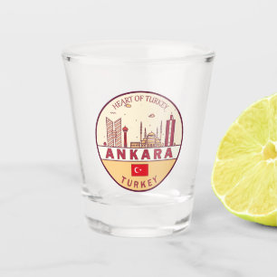 Verre A Shot Emblème Skyline de la ville d'Ankara Turquie