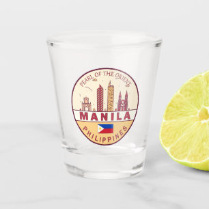 Verre A Shot Emblème Skyline de Manille Philippines City