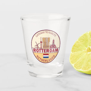 Verre A Shot Emblème Skyline de Rotterdam Pays-Bas City