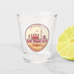 Verre A Shot Emblème Skyline de San Francisco California City