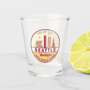 Verre A Shot Emblème Skyline de Seattle Washington City