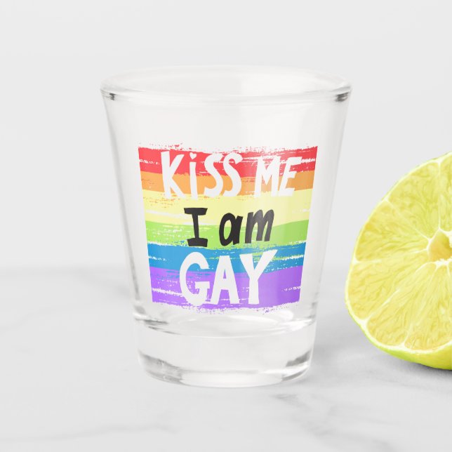 Verre A Shot Embrasse-moi je suis gay (Devant)