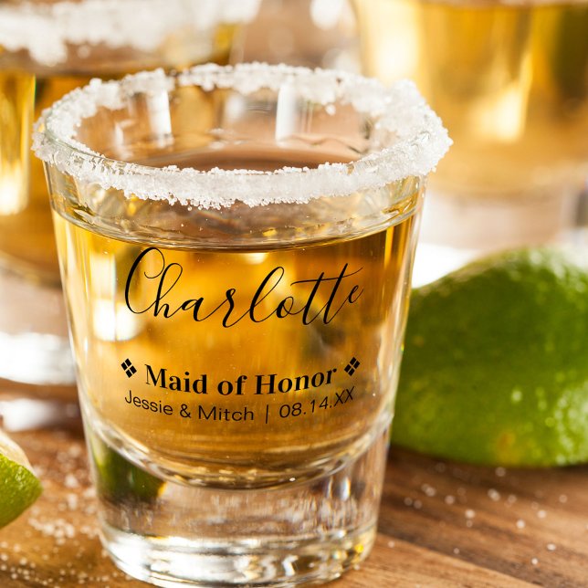 Verre A Shot Employé d'honneur Mariage Date et nom Personnalisé (Créateur téléchargé)