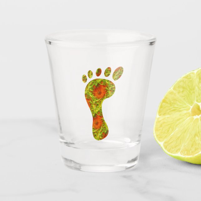 Verre A Shot Empreinte de la feuille de palme verte fractale (Devant)