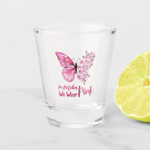 Verre A Shot En octobre nous portons papillon rose floral migno
