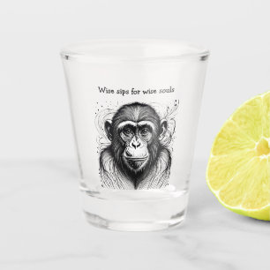 Verre A Shot Encre blanche noire de singe drôle Customisée