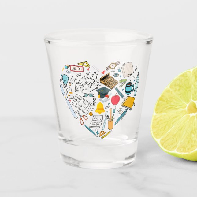 Verre A Shot Enseignant Professeur Outil Coeur (Devant)