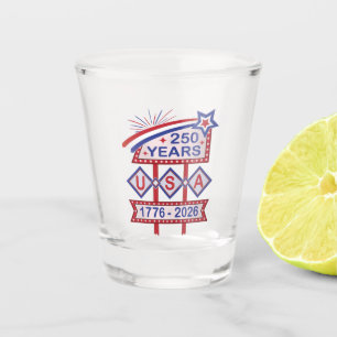 Verre A Shot Enseigne de marquise rétro USA 250e anniversaire 1