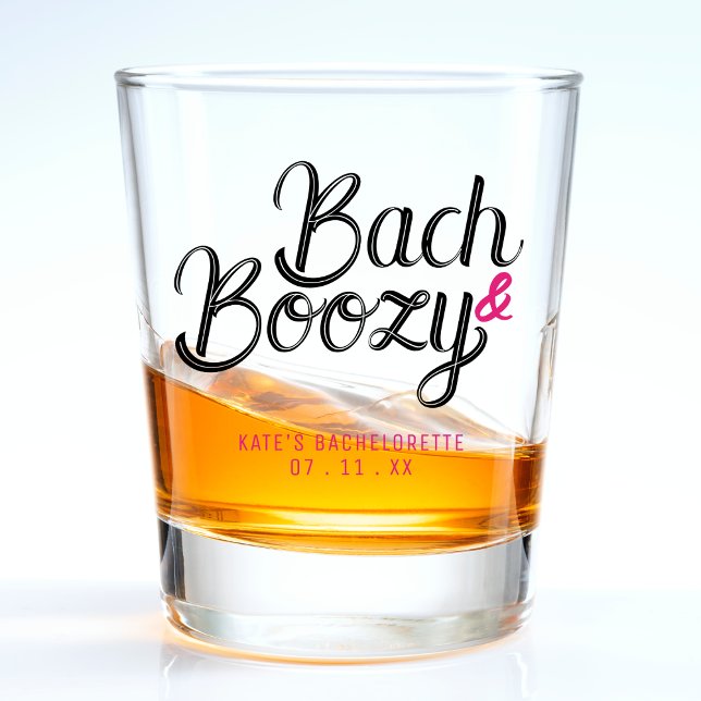 Verre A Shot Enterrement de vie de jeune fille Bach & Boozy noi (Bach & Boozy Black & Pink Bachelorette Party Shot Glass
)