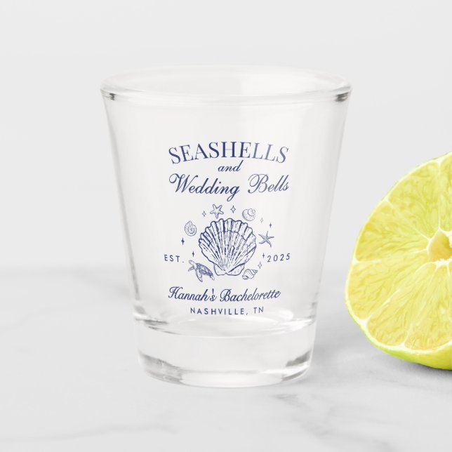 Verre A Shot Enterrement de vie de jeune fille coquilles roses  (Devant)